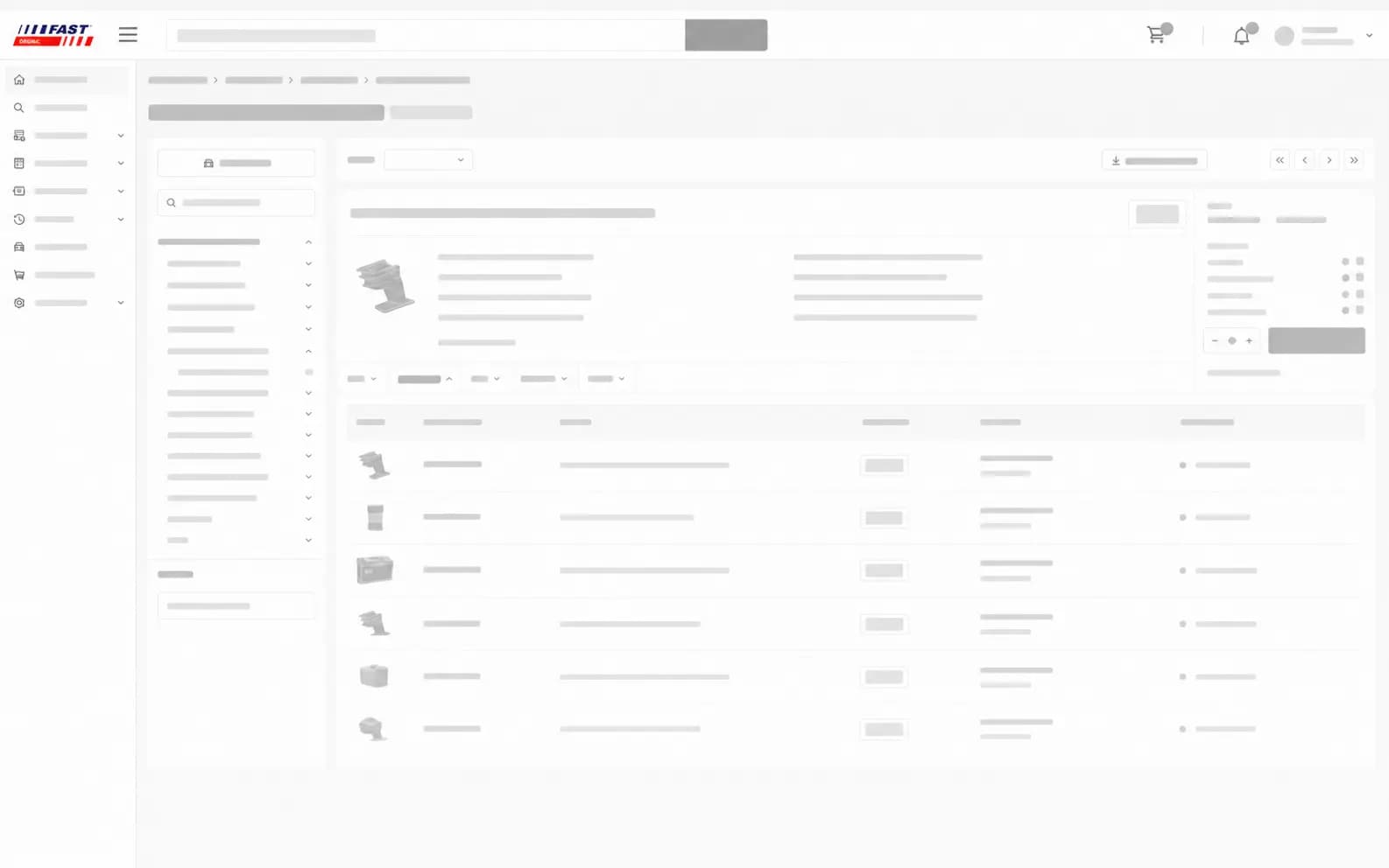 Pannello della piattaforma B2B FAST HD